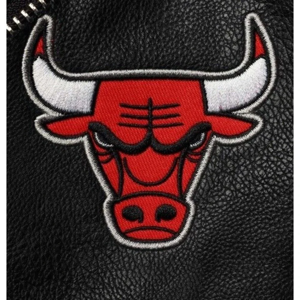 The Wild Collective NBA Chicago Bulls edgy Faux Leather Moto jacket NWT Med - Picture 4 of 14